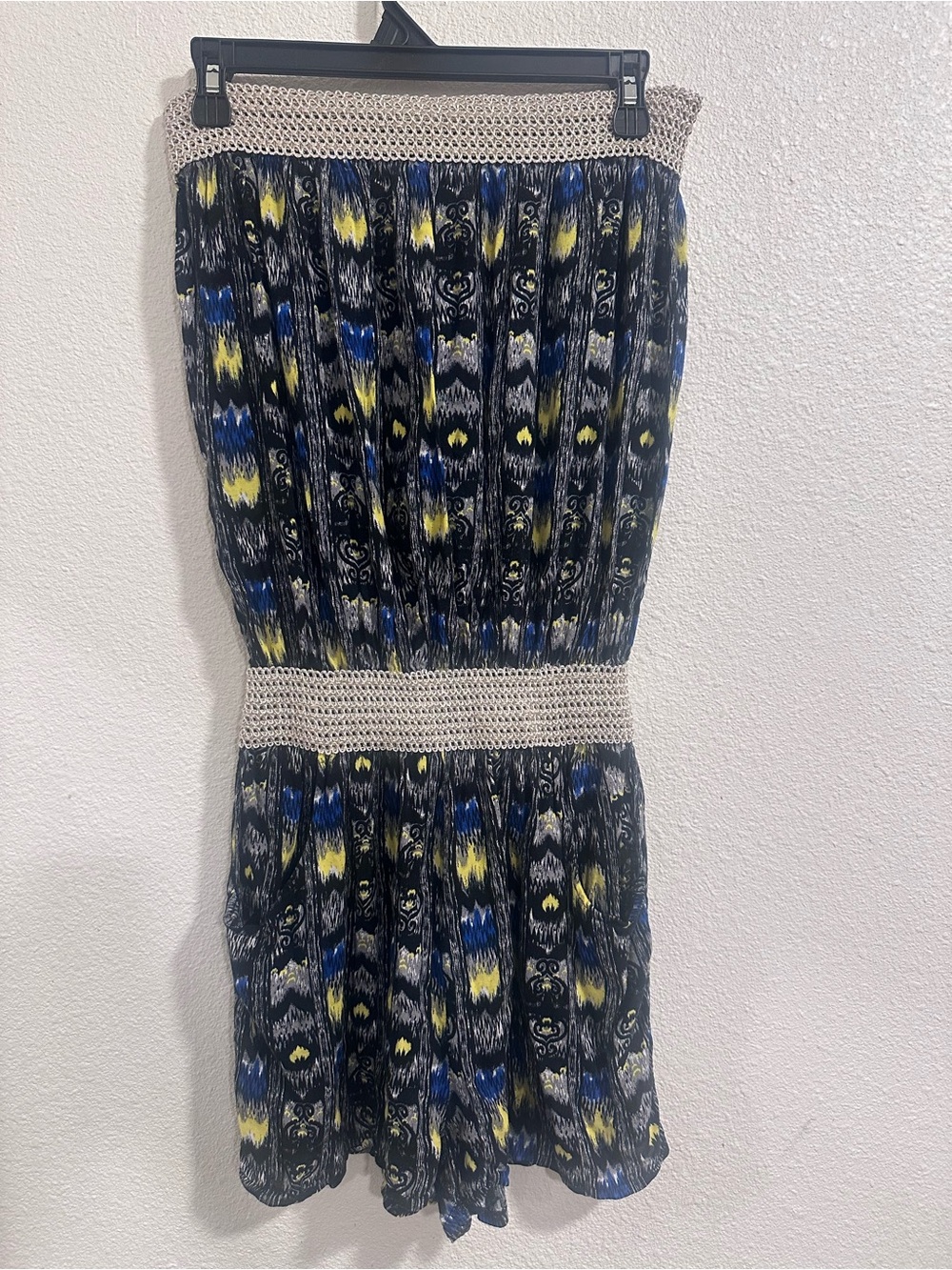 5th & Love Black Printed Romper with Blue & Yellow Accents